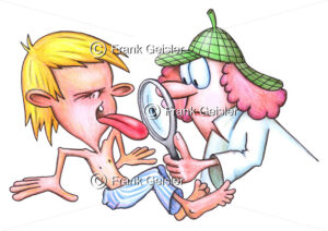 Cartoon Diagnose durch Arzt, Diagnostik der Zunge - Medical Pictures
