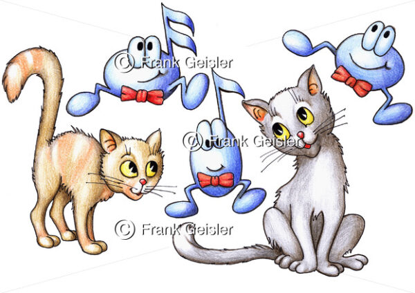 Cartoon Gehör, Katzenmusik hören - Medical Pictures