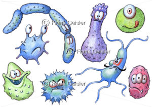Cartoon Infektion durch Krankheitserreger Bakterien und Viren - Medical Pictures
