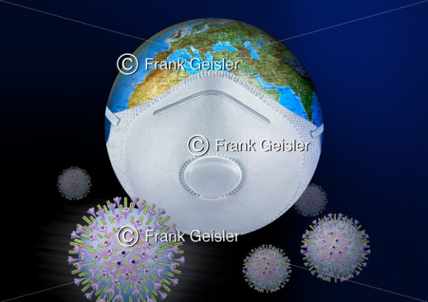 Corona-Pandemie, Schutz vor Coronavirus 2, SARS-CoV-2, Auslöser COVID-19 - Medical Pictures